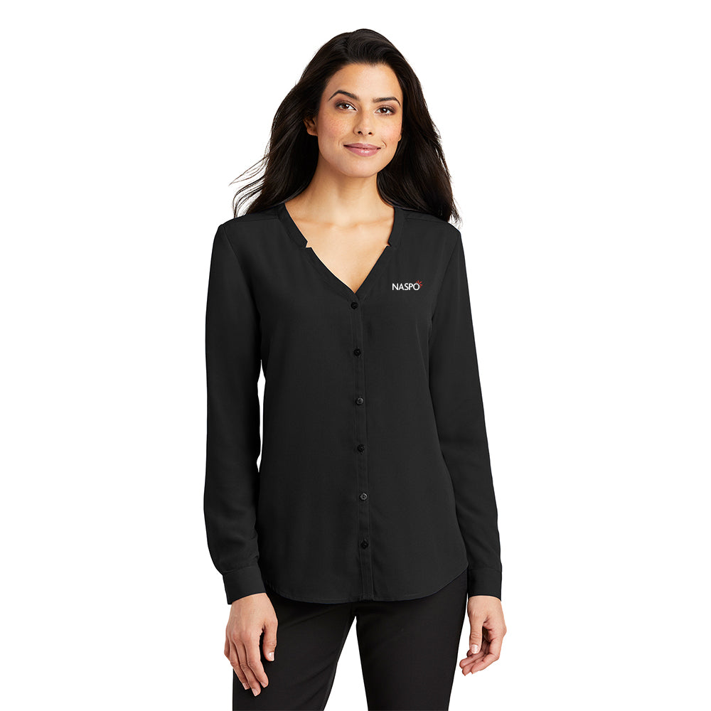 NASPO - Ladies Long Sleeve Button-Front Blouse