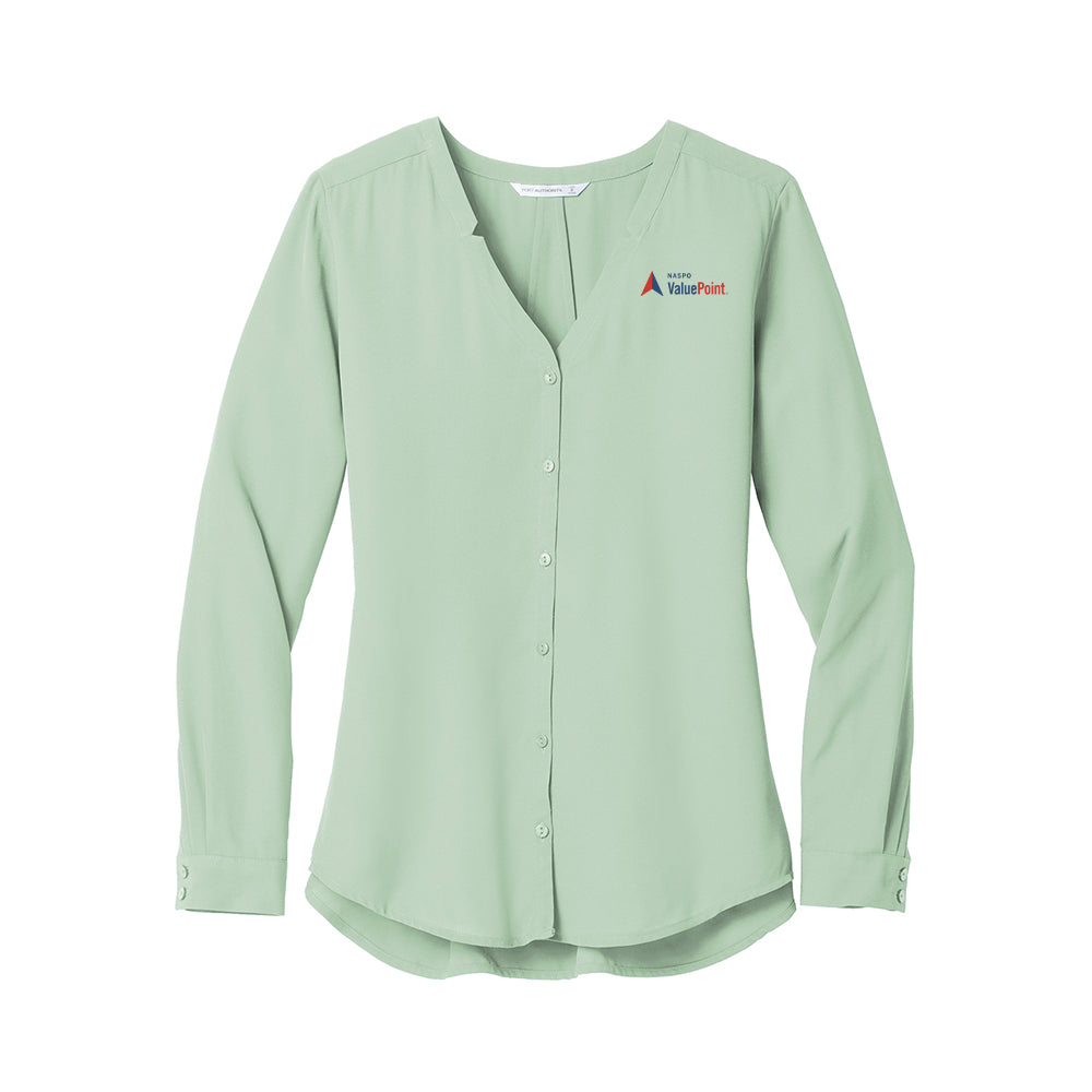 Value Point - Ladies Long Sleeve Button-Front Blouse