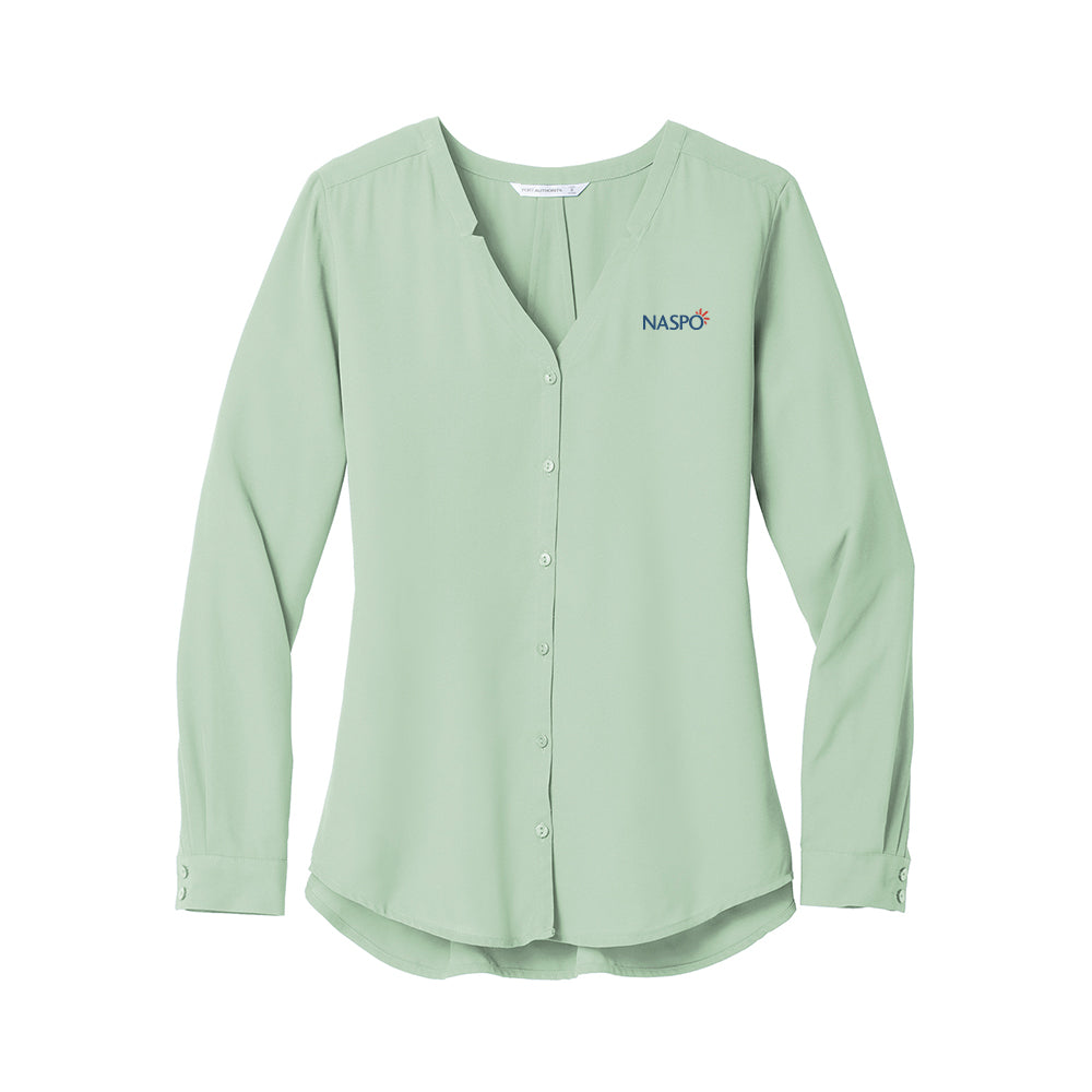 NASPO - Ladies Long Sleeve Button-Front Blouse