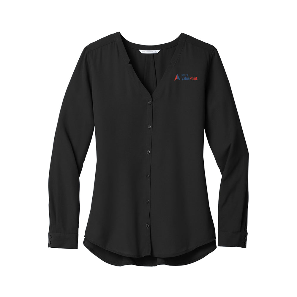 Value Point - Ladies Long Sleeve Button-Front Blouse