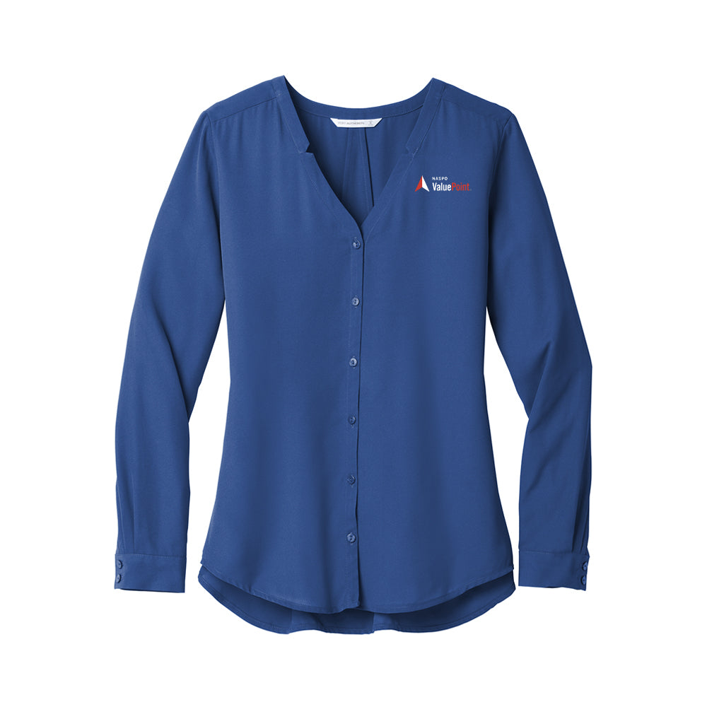 Value Point - Ladies Long Sleeve Button-Front Blouse