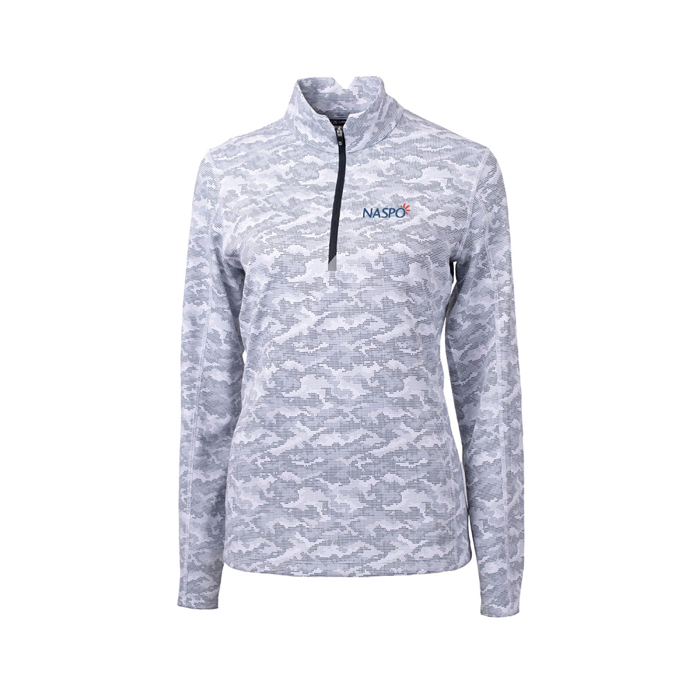 NASPO - Cutter & Buck Traverse Camo Print Stretch Quarter Zip Womens Pullover