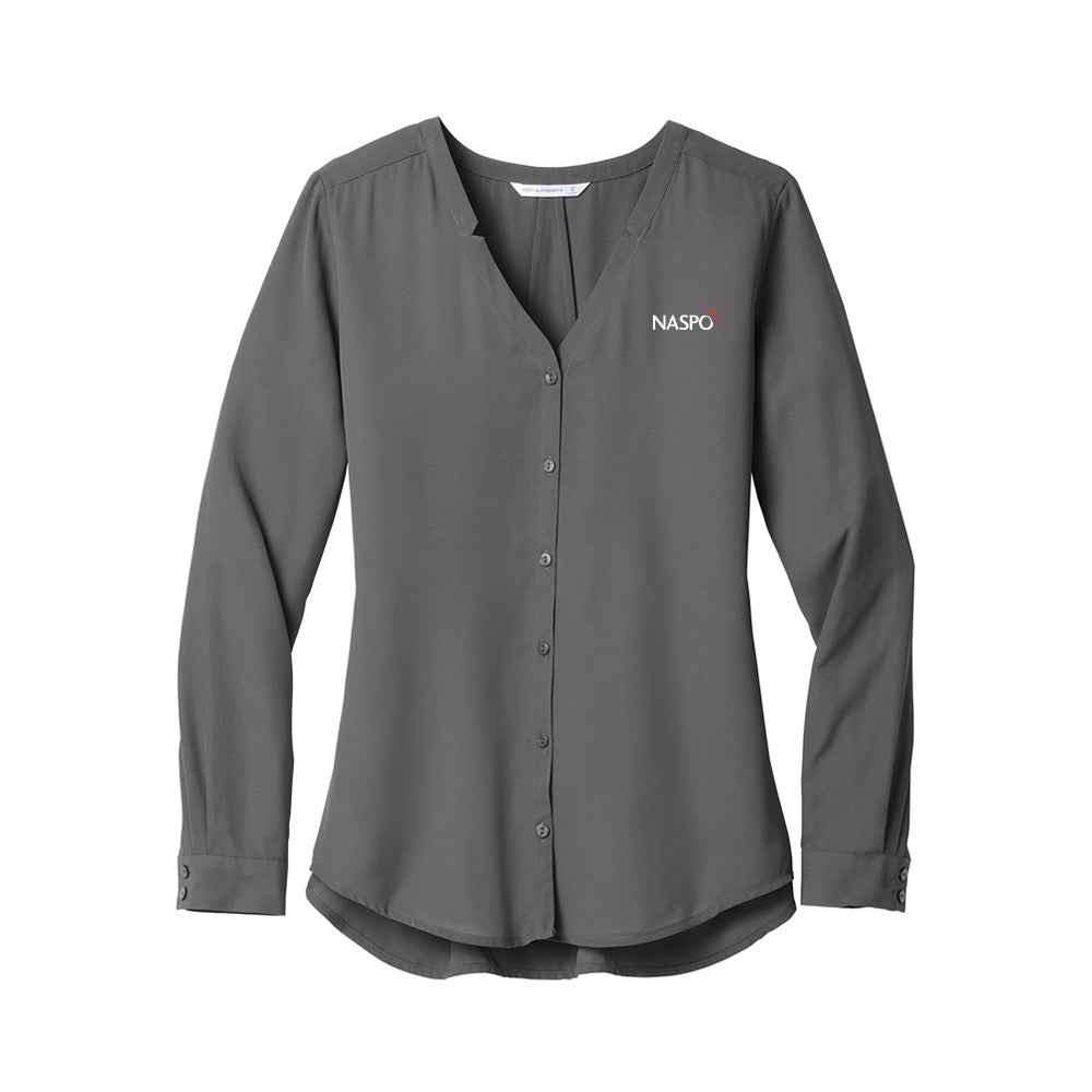 NASPO - Ladies Long Sleeve Button-Front Blouse